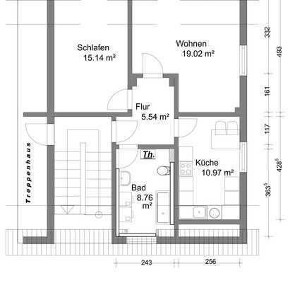 Modernisierte Dachgeschosswohnung mit zwei Zimmern und EBK in Mannheim