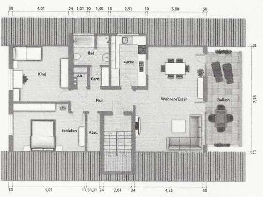 Geschmackvolle 3-Zimmer-DG-Wohnung mit Balkon und Einbauküche in Karlsruhe