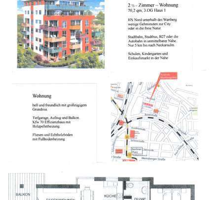 Schöne 2,5 Zimmerwohnung in Heilbronn Nord unterhalb des Wartbergs ab dem 01.03.2025 zu vermieten.