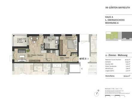 Neuwertige 2-Raum-Wohnung mit Balkon und Einbauküche in Bayreuth