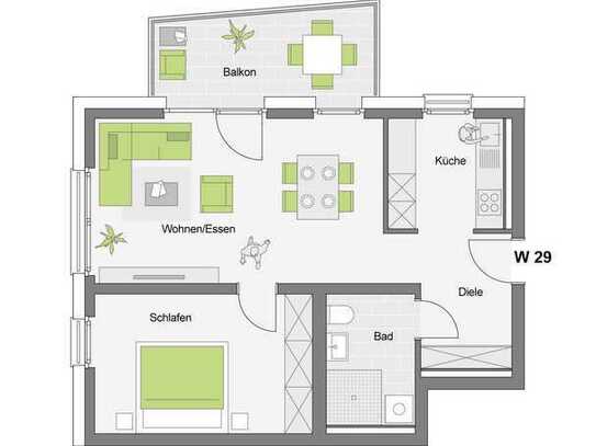 Betreutes Wohnen | 2-Zimmerwohnung im 2. Obergeschoss