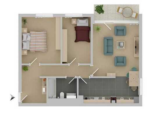 Gut geschnittene 3-Zimmer-Wohnung mit Balkon in guter Lage von WESSELING-KELDENICH ZU VERKAUFEN