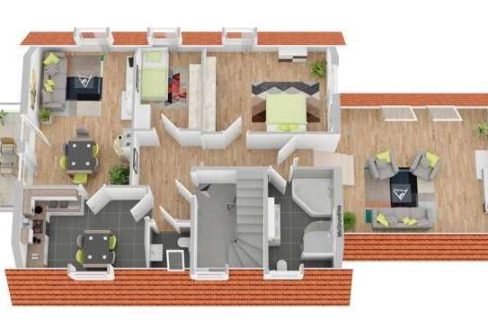 Roßtal: Exklusive 4 Zimmer OG-Wohnung m. Terrasse, Gartenanteil u. Garage, Energieeffizienzklasse B