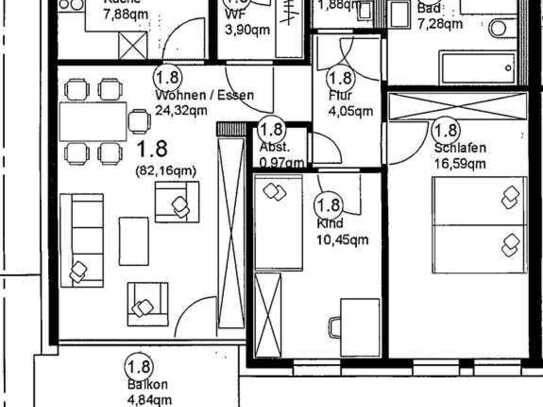 Top Lage * Diezenhalde * 3 Zimmer Wohnung 82m² + Balkon