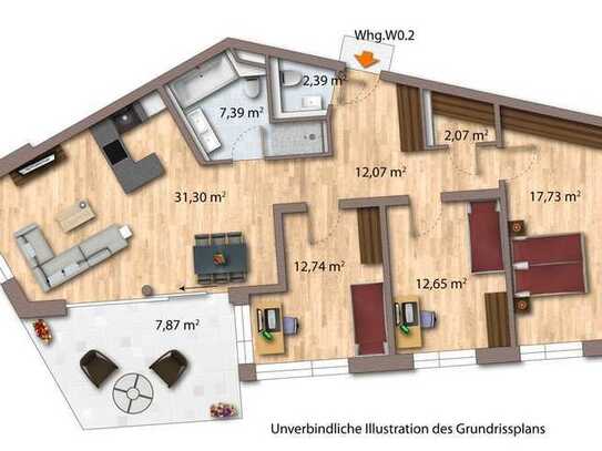 WE 2: Großzügige 4-Zimmer-Wohnung im hochwertigen Neubau