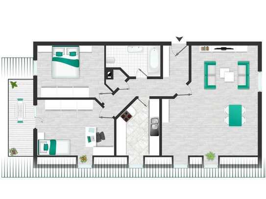 Gemütliche 3 ZKBB-Wohnung 2. OG idyllischer Balkon