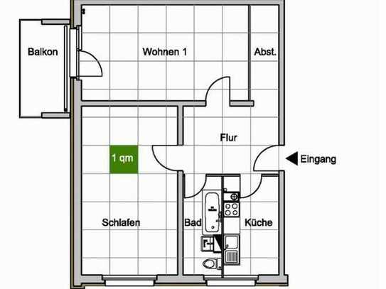 Großzügige 2 Zimmerwohnung mit Abstellraum und Balkon, WG gerecht!