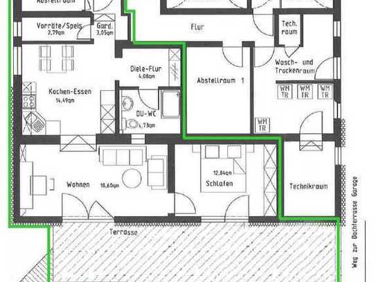 Freundliche und vollständig renovierte 2,5-Zimmer-Terrassenwohnung mit Einbauküche in Aalen