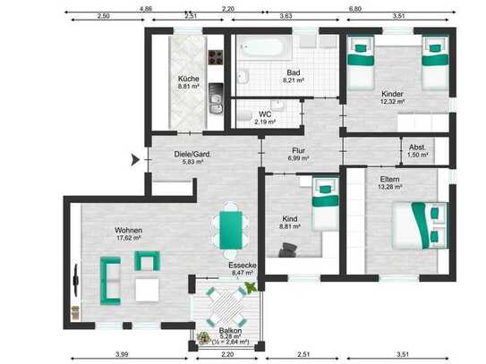 Große 4,5-Zimmer-Wohnung mit Balkon und Garage in Oberkochen