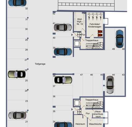 Tiefgaragenstellplatz mit E-Rolltor