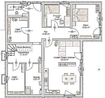 3-Zimmer-Souterrain-Wohnung mit Terrasse und Gartenzugang in Miltenberg