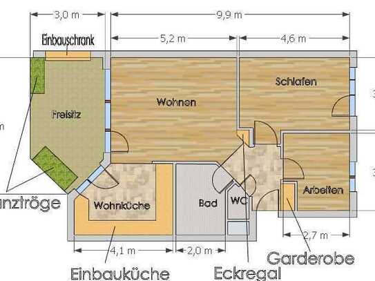 Ruhige, verkehrsgünstig gelegene, 3-Zimmer-Wohnung mit Loggia und Einbauküche in Salach