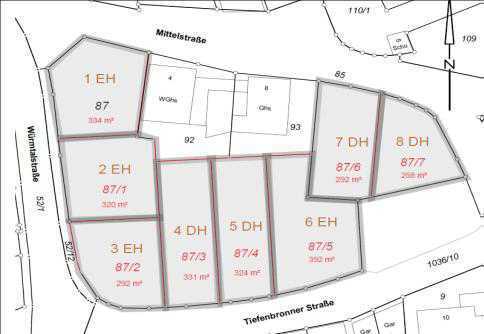 Baugrundstücke in der Neuen Ortsmitte der Gemeinde Tiefenbronn im Ortsteil Mühlhausen