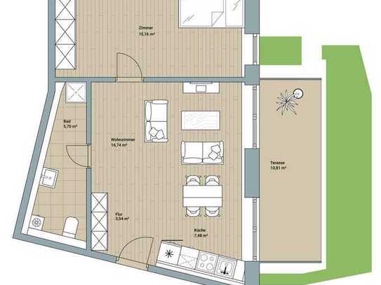 Schicke 2 Zimmerwohnung mit Gartenanteil in Tübingen