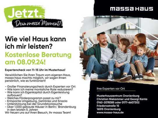 Finanzierungcheck am Tag der offenen Tür bei massa haus Oranienburg am 08.09. 11-15 Uhr