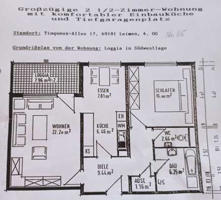 Ansprechende 2,5-Zimmer-Wohnung Südwestlage in Leimen