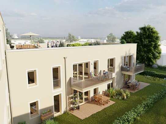 Wohnen im Grünen: Ihr neues Zuhause mit 2 Zimmern, einer Terrasse und Garten / KfW 40+