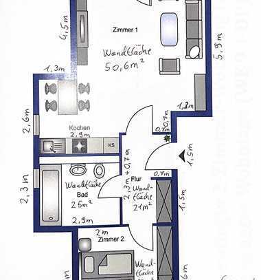 Geschmackvolle 2-Zimmer-Dachgeschosswohnung mit Balkon in Büdingen