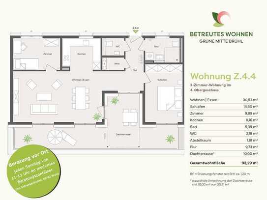 BETREUTES WOHNEN: Tolle 3-Zimmer-Dachgeschosswohnung