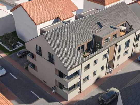 Luxus-Penthouse im Zentrum Nußlochs mit 
Aufzug, offenem Giebel, Ankleide und Wellnessbad