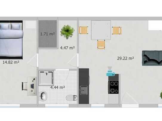 Schöne 2-Zimmer-Erdgeschosswohnung mit Terrasse, Garten und Einbauküche in Gernsbach