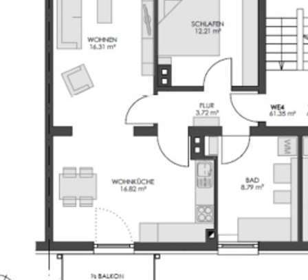 Moderne, kernsanierte 2,5 mit Balkon 1.OG