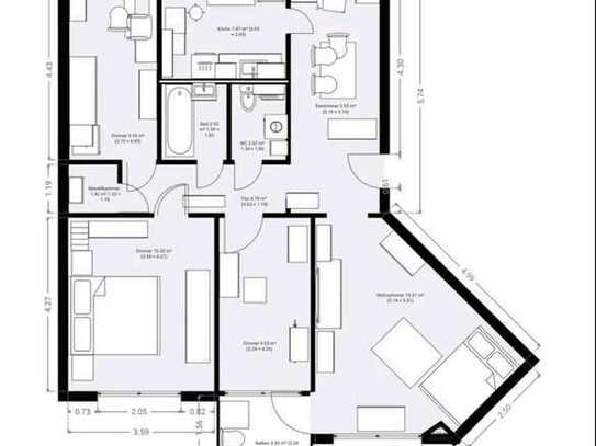 Attraktive und gepflegte 4-Zimmer-Hochparterre-Wohnung mit Balkon und Einbauküche in Kiel