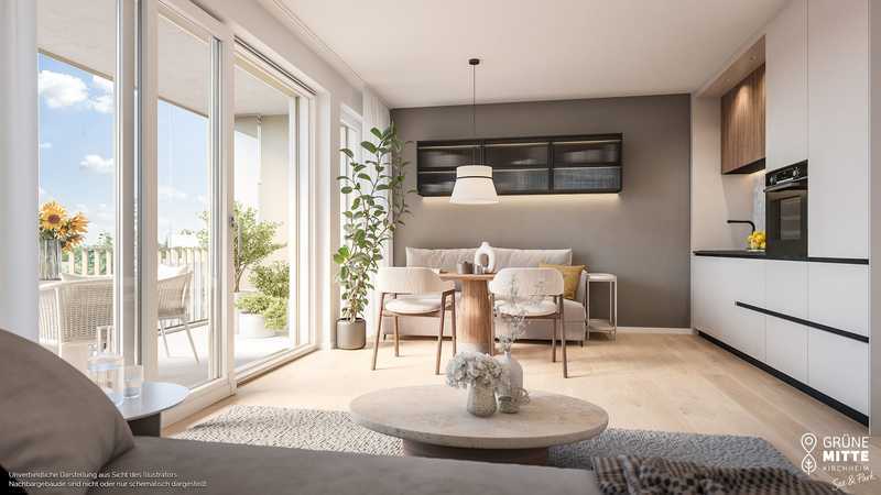 1-Zi.-Apartment mit Balkon zum grünen Innenhof mit Parkblick