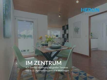 IM ZENTRUM - 4,5-Zimmer-Wohnung mit großer Terrasse inkl. 1-Zi.-Apartement zentral in Waiblingen
