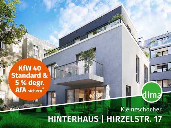 KfW-40-Neubau: EG-Whg. im Hinterhaus mit Süd-Terrasse, Tageslicht-Vollbad, G.-WC, Stellplatz u.v.m.