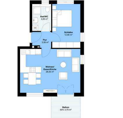 2 Zimmer OG Wohnung mit Balkon - Haus 2 | Whg. 8