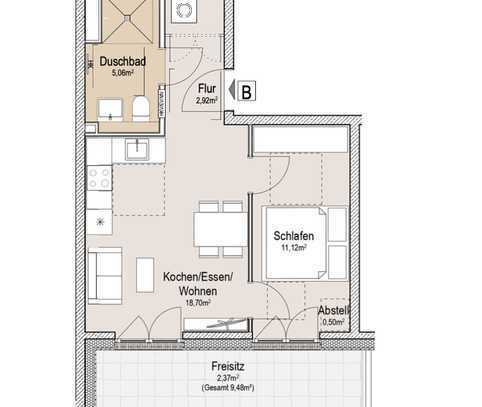 2 Zimmer 42,1 m² Etagenwohnung in Landsberg am Lech