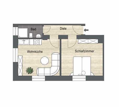 Attraktive 2-Zimmer-Wohnung mit gehobener Innenausstattung Zentrale Lage von Essen