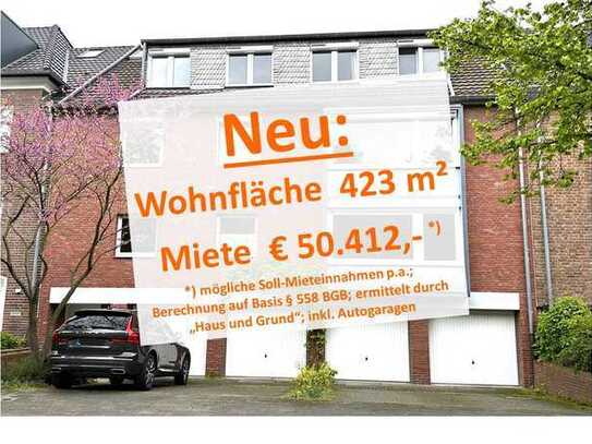 SELTEN: TOP-LAGE + SEHR GEPFLEGTES MEHRFAMILIENHAUS + 423 M² + GARAGEN + GARTEN + VOLLVERMIETET