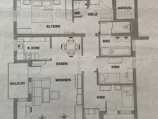 Helle, familien- u. Homeoffice-freundliche 4-Zimmer-Wohnung mit EBK in Schwäbisch Gmünd-Herlikofen