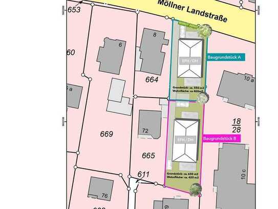 Ohne Makler - Attraktives Baugrundstück für großzügiges Doppelhaus