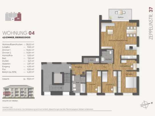 4,5 - Zi. Neubau Obergeschosswohnung (Whg. 04)