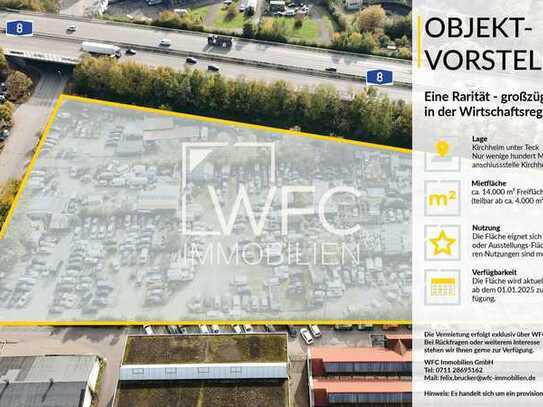 Im Alleinauftrag: Freifläche zur Miete - 14.328 m2 - in Kirchheim direkt an der Autobahn