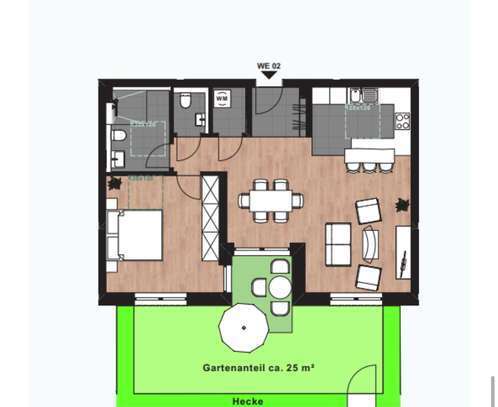 2-Zimmer Wohnung Nr. 02 (EG mitte) - Perfekte Neubau Stadtwohnung – barrierefrei