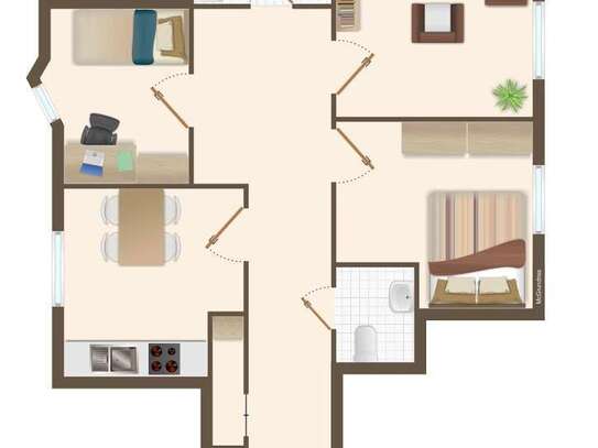 Gemütliche 3 Zimmerwohnung mit EBK und Gäste-WC