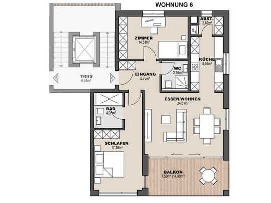 WHG 6 3-Zimmer ca. 91 m² Neubauprojekt Haus Seeblick