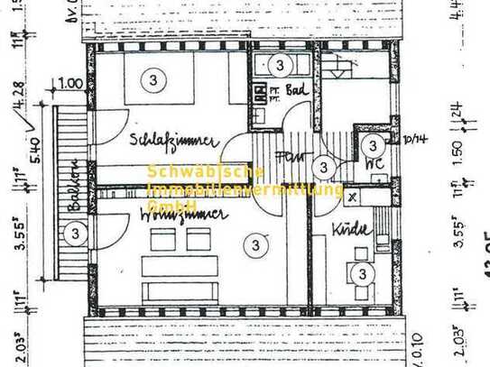 2-Zi.-Whg. im DG mit Balkon, schöne & ruhige Lage