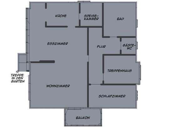 Große 2-Zimmer Wohnung + Balkon + Treppe in den Garten/Terrasse + EBK + Garage