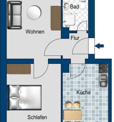 Helle 2-Zimmer-Wohnung mit Balkon und modernem Badezimmer