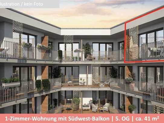 # Herrliche 1-Zimmer-Wohnung, ERSTBEZUG, Top Lage, Stadtpark, Neubau, Südwest-Balkon*Frei ab 1.2.25!