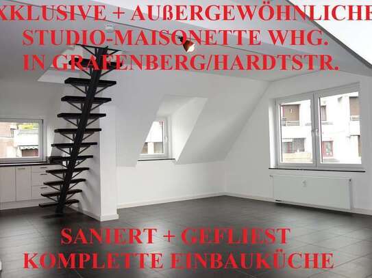 EXKLUSIVE + AUßERGEWÖHNLICHE STUDIO-MAISONETTE WHG. IN GRAFENBERG/HARDTSTR. MODERN INKL. EINBAUKÜCHE