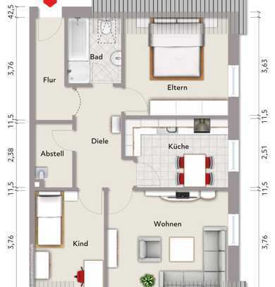 Geräumige, helle 3- Zimmer- Dachgeschosswohnung in Großefehn