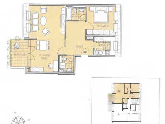 GERÄUMIGE 78 QM-WOHNUNG (2-ZIMMER) MIT DACHTERRASSE & TIEFGARAGEN-STELLPLATZ IN BOGENHAUSEN