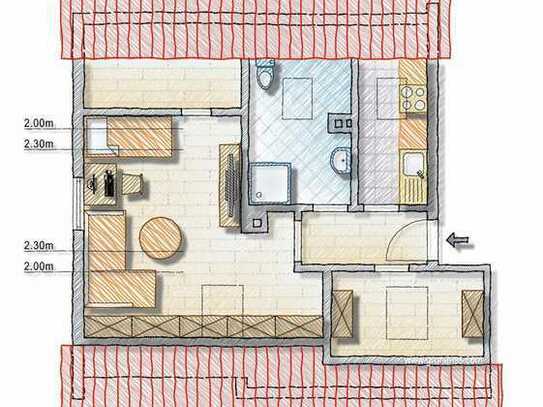 Gemütliche 1,5-Zimmer-Wohnung mit Potential und Garage!