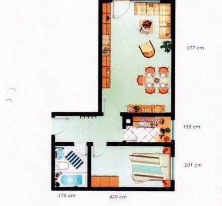 sehr schön geschnittene 2-Zimmer-Wohnung mit Balkon und Einbauküche in Bad Homburg vor der Höhe